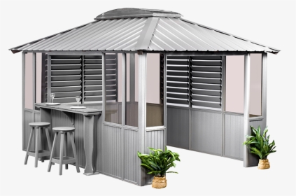 Gray Gazebo With Bar And Shutter Blinds - Gazebo Wall, HD Png Download, Transparent PNG