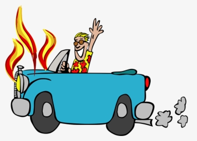 Car, Auto, Crash, Automobile, Crashed, Flames, Burning - Dad Driving A Car Clipart, HD Png Download, Transparent PNG