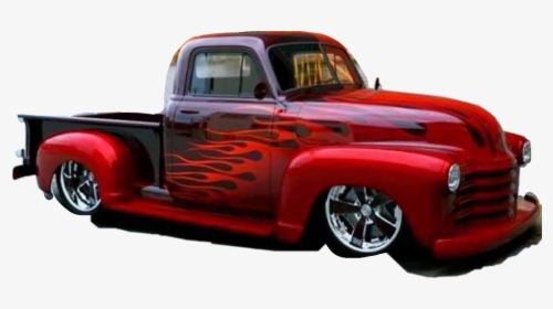 #pickup #truck #hotrod #flames #red #black #chromewheels - Classic Chevy Trucks Customized, HD Png Download, Transparent PNG