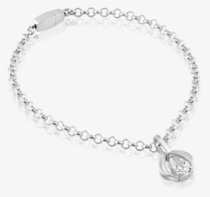 Locking Sterling Silver Chain Bracelet With Sparkling - Bracelet, HD Png Download, Transparent PNG