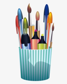Pencil Clip Art Green Stripe Pen Container - Pen & Pencil Png, Transparent Png, Transparent PNG