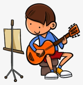 Guitarist Clip Art - Boy With Guitar Cartoon, HD Png Download, Transparent PNG