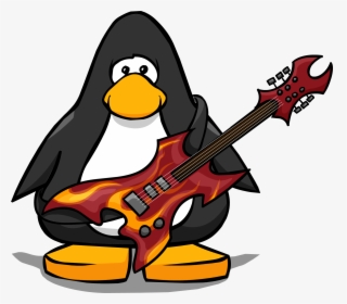 Hard Rock Guitar From A Player Card - Penguin With Santa Hat, HD Png Download, Transparent PNG