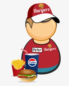 Burger, Coke, Cola, Comic Characters, Cup, Drink - Fast Food Worker Clipart, HD Png Download, Transparent PNG