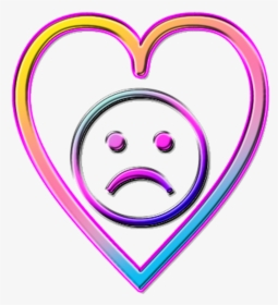 Love Heart Aşk Kalp Sad Neon Üzgün Smile Ftestickers - Sad Face Vaporwave Png, Transparent Png, Transparent PNG