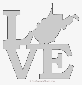 West Virginia Love Map Outline Scroll Saw Pattern Shape - Scroll Saw Love Pattern, HD Png Download, Transparent PNG