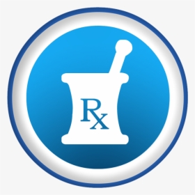 Mortar Pestle Rx Symbol Blue Button - Mortar And Pestle Logo Blue, HD Png Download, Transparent PNG