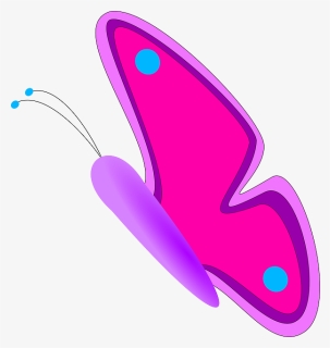 Pink And Purple Butterfly Side View Clip Art At Clker - Side View Butterfly Clip Art, HD Png Download, Transparent PNG