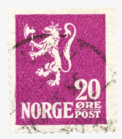 20o Deep Violet Lion Rampant Stamp, - Stamps Norge 20 Ore, HD Png Download, Transparent PNG