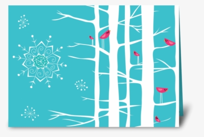 Winter Wonderland Trees Teal/pink Greeting Card - Winter Greeting Cards, HD Png Download, Transparent PNG