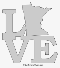 Minnesota Love Map Outline Scroll Saw Pattern Shape - Scroll Saw Patterns Minnesota, HD Png Download, Transparent PNG