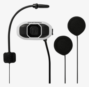 Icon Rau Black White Full Face Helmet Bluetooth 4 Way - Icon Rau Bluetooth Headset By Sena, HD Png Download, Transparent PNG