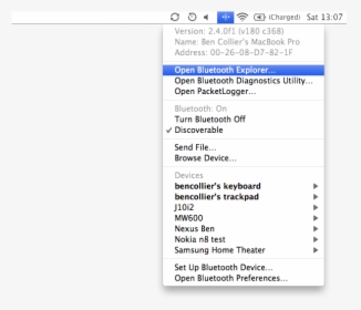 The Hidden Bluetooth Menu - Turn On Bluetooth On Mac, HD Png Download, Transparent PNG