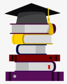 Icon Stacked Books On - Transparent Books And Graduation Cap, HD Png Download, Transparent PNG