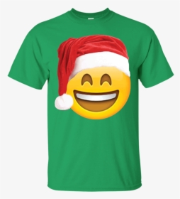 Emoji Christmas Shirt Smiley Face Santa Hat Family - T-shirt, HD Png Download, Transparent PNG