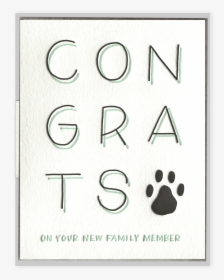 New Pet Congrats Letterpress Greeting Card - Paw, HD Png Download, Transparent PNG