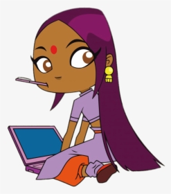 Sally Bollywood Working On Her Computer - Sally Bollywood, HD Png Download, Transparent PNG