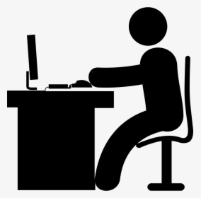 Computer, Workplace Icon - Stick Figure In Office, HD Png Download, Transparent PNG