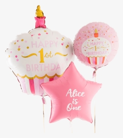 1st Birthday Pink Cupcake Supershape - Personalised 1st Birthday Balloons Pink, HD Png Download, Transparent PNG