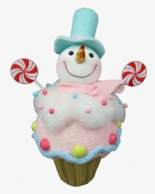 Large Snowman Candy Cupcake - Cupcake, HD Png Download, Transparent PNG
