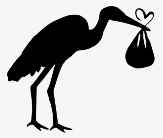 Transparent Stork Clipart Black And White - Stork Baby Silhouette Png, Png Download, Transparent PNG