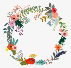 Colorful Flowers Hand Drawn Garland Decorative Elements - Colorful Flower Wreath Clip Art, HD Png Download, Transparent PNG