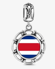 Costa Rica Flag Dangle Charm Silver   Class - Portable Network Graphics, HD Png Download, Transparent PNG