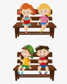 Boys Sitting On The Bench Clipart, HD Png Download, Transparent PNG