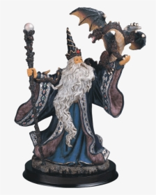 Wizard With Dragon Statue - Wizard Figurines, HD Png Download, Transparent PNG