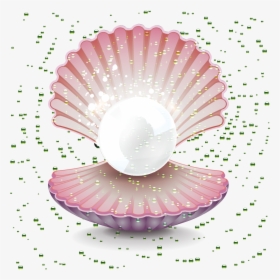 Pearl Seashell Gemstone Clip - Pearl In Oyster Drawing, HD Png Download, Transparent PNG