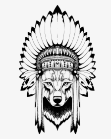 Nevermore-ink 186 11 Wolf By Quidames - Wolf With Headdress Drawing, HD Png Download, Transparent PNG