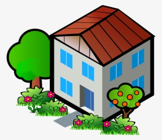 City House Clipart - Flat Roof House Clipart, HD Png Download, Transparent PNG