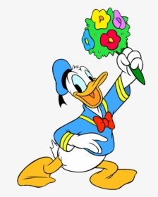 Daisy Duck Flower Clipart - Donald Duck With Flowers, HD Png Download, Transparent PNG