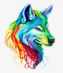 Rainbow Clipart Wolf - Imagens De Lobo Colorido, HD Png Download, Transparent PNG