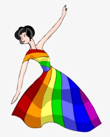 Great Dancer In Rainbow Dress Vector Clipart Image - Rainbow Dress Clipart, HD Png Download, Transparent PNG