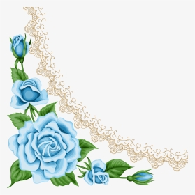 Light Blue Rose Border - Transparent Blue Flower Border, HD Png Download, Transparent PNG