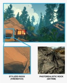 On The Left Is A Close Up Of The Texture On A Rock - Beautiful Game Art Styles, HD Png Download, Transparent PNG