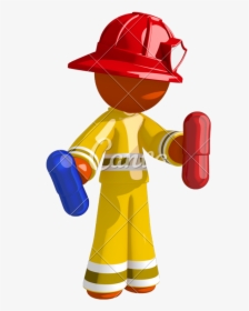 Orange Man Firefighter Blue - Cartoon, HD Png Download, Transparent PNG