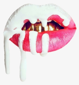 #kylie #kyliejenner #lips #white #pink #grillz #dope - Kylie Jenner Logo, HD Png Download, Transparent PNG