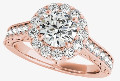 Rose Gold Halo Engagement Rings, HD Png Download, Transparent PNG