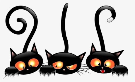 Black Cat Kitten Halloween Clip Art - Cartoon Halloween Cat, HD Png Download, Transparent PNG