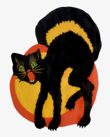 Vintage Halloween Cat Clipart , Png Download - Vintage Halloween Cat Clipart, Transparent Png, Transparent PNG