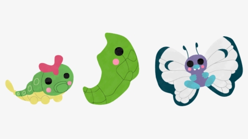 Pokemon 010 011 012 Caterpie, Metapod, Butterfree - Cartoon, HD Png Download, Transparent PNG
