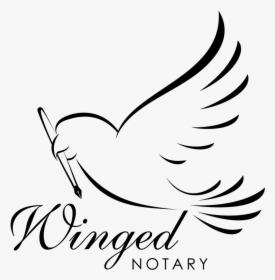 Winged Notary Final Black - Line Art, HD Png Download, Transparent PNG