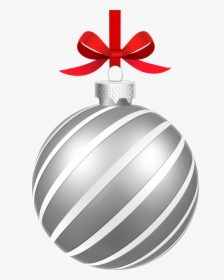 Silver Striped Christmas Ball Png Clipart Image - Silver Christmas Ball Png, Transparent Png, Transparent PNG