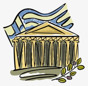 Vector Illustration Of Classical Greece Acropolis Parthenon - Greek Flag Parthenon, HD Png Download, Transparent PNG