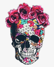 #art #skeleton #roses #tumblr #halloween #freetoedit - Sugar Skull Tattoo Flower Crown, HD Png Download, Transparent PNG