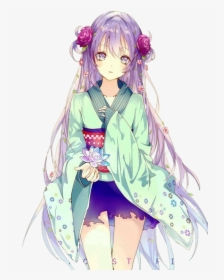 #renders #anime #girl #purple - Anime Girl Lilac Hair, HD Png Download, Transparent PNG