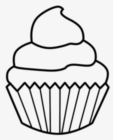 Cupcakes Drawing Discovered By Veronica✝✌☏ On We Heart - Cupcake Clipart Black And White Png, Transparent Png, Transparent PNG