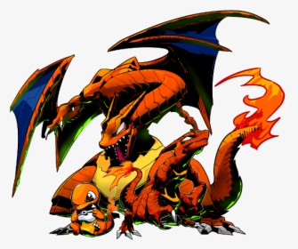 Charizard, Charmeleon, And Charmander - Charizard Mixed With Rayquaza, HD Png Download, Transparent PNG